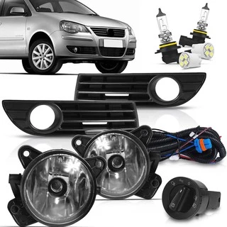 Kit Farol De Milha Polo 2007 2008 2009 Botão Modelo Original