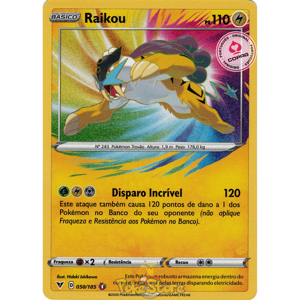 Carta Pokemon Raikou Rara Incrível Português 50/185 Amazing Rare