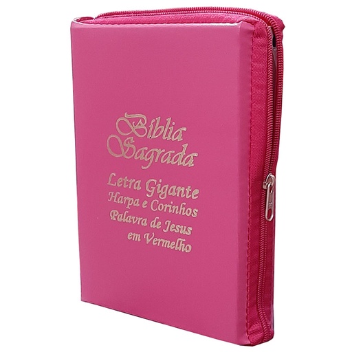 Bíblia Sagrada Letra Gigante C/ Harpa - Zíper - Pink Lisa | Shopee Brasil