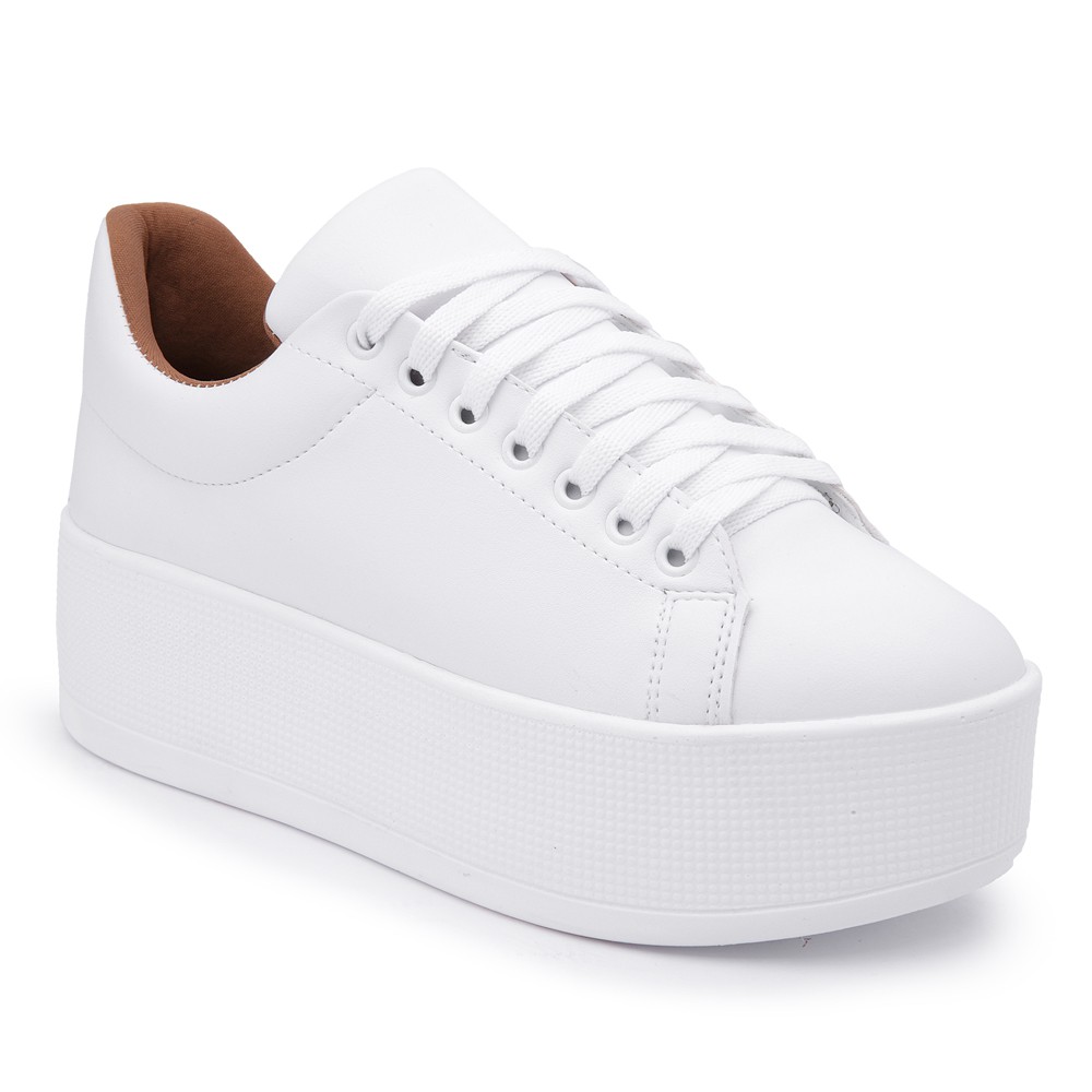 Tenis Plataforma Feminino Branco Sola Alta Fashion Blogueira Tik Tok Dança