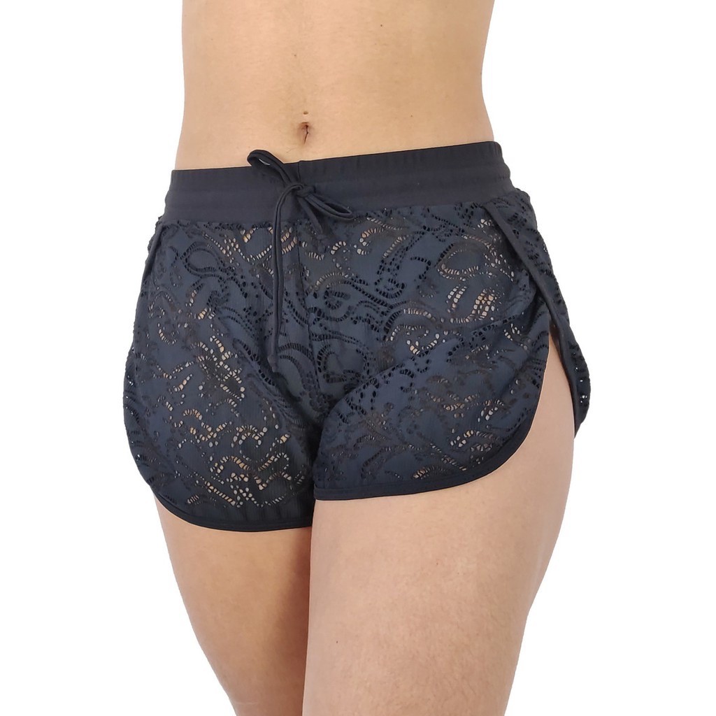 Shorts Feminino Cintura Alta De Renda - Saida de Praia