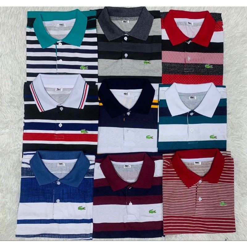 KIT 3 CAMISETA Gola polo listrada masculina