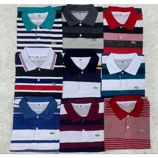 KIT 3 CAMISETA Gola polo listrada masculina