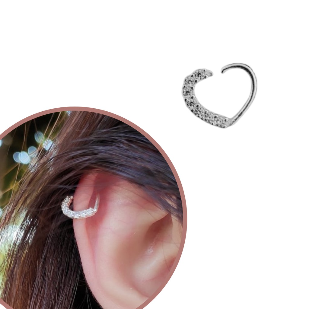 Piercing Cravejado Slim Para Helix Prata 925