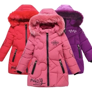 4-12 Anos Jaqueta Grande Meninas Outono E Inverno Manter Quente Casaco Moda Mickey Com Capuz Casaco Adolescente