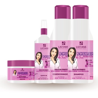 Kit Engrossador de Fios shampoo condicionador mascara e leaving