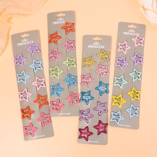 10Pcs/Set Solid Color Star Hair Clipes BB Para Crianças Meninas Barrettes De Liga Metálica Glitter Pins Headwear Acessórios De Cabelo