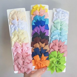 10Pcs/Set Grosgrain Ribbon Bows Clipes De Cabelo Para Meninas 2,44 Polegadas Nó De Arco Colorido Grampos Barrettes Acessórios