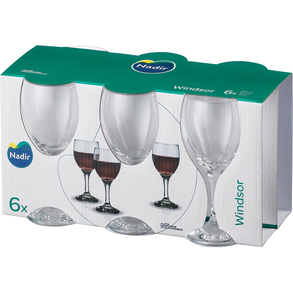 Conjunto 6 Taças 250ml Vinho Tinto Nadir Windsor