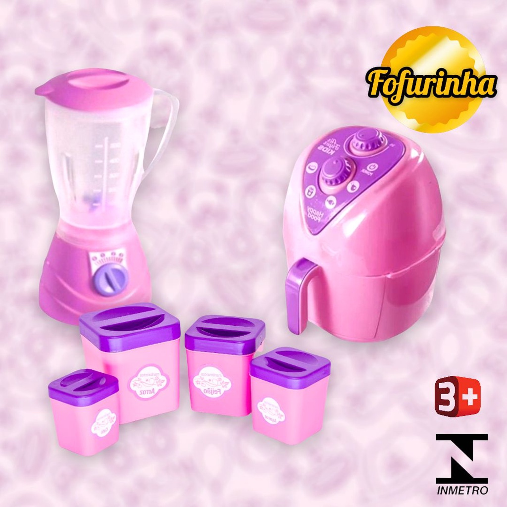 Kit Cozinha Pote Comida Jantar Ar Fryer Mercado Menina 45pç