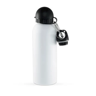 Squeeze Garrafa de Alumínio Branco Metálica 500ml Alumínio 2 Bicos Academia Sport