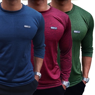 Kit 3 Camisas Masculinas Manga Longa Dry Fit Malha Fria Moda Fitness Blusa frio manga cumprida