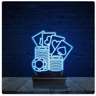 Luminária Led Acrilico Abajur - Poker Baralho Carta Troféu