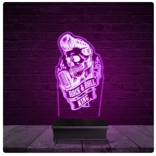 Luminária e Abajur Acrílico Led - Vintage Rock & Roll