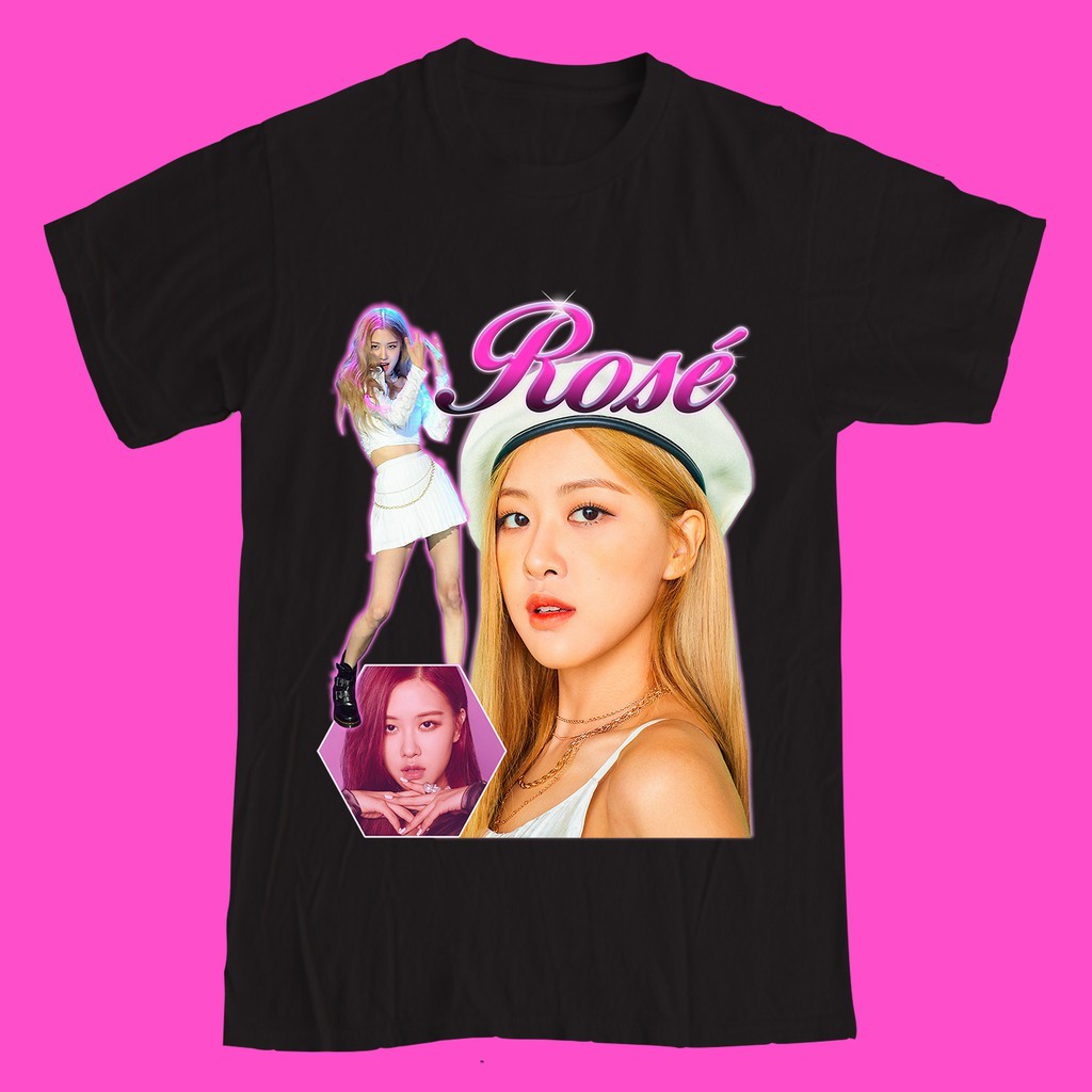 BLACKPINK ROSE Tシャツ　新品 Camiseta T-shirt Unissex Algodão Grupo Kpop Blackpink Rose Rosé
