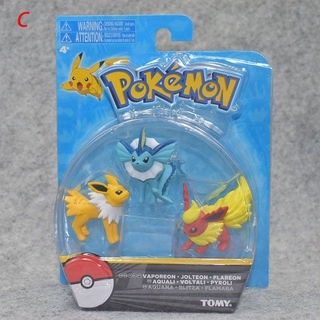 Em promoção! Original Pokemon Brinquedo Batalha Recurso Figuras 3 Pack  Eevee Evolução Da Família De Bonecas