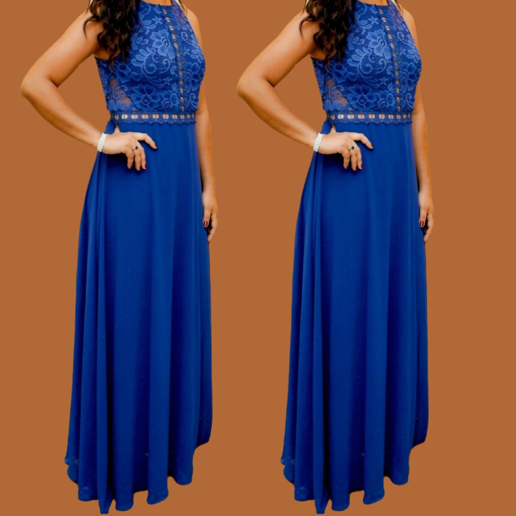 Vestido azul best sale royal longo madrinha