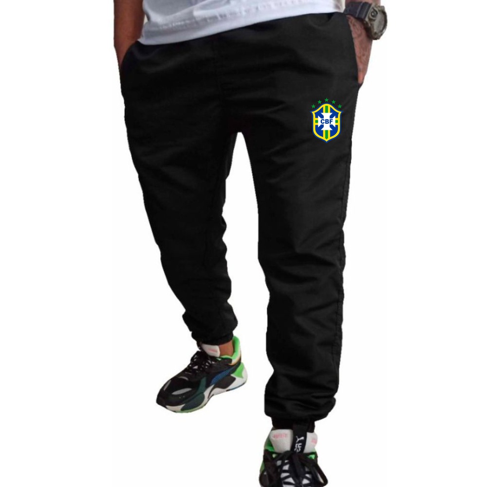 Calca De Tactel Brasil Modelo Jogger Muito Leve Esporte Top Futebol Time  Copa