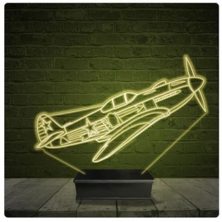 Led Luminária Acrílico Abajur - Avião Spitfire