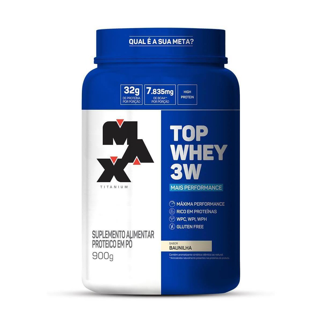 TOP WHEY 3W BAUNILHA 900g – MAX TITANIUM – ENVIO IMEDIATO