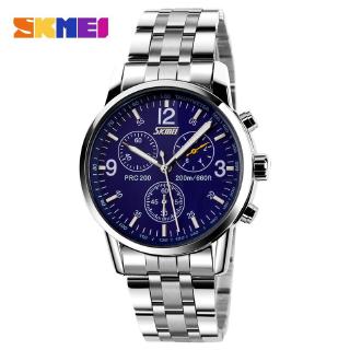 SKMEI Oficial 9070 Relógio de Quartzo de Aço Inoxidável/Couro/Executivo/Masculino