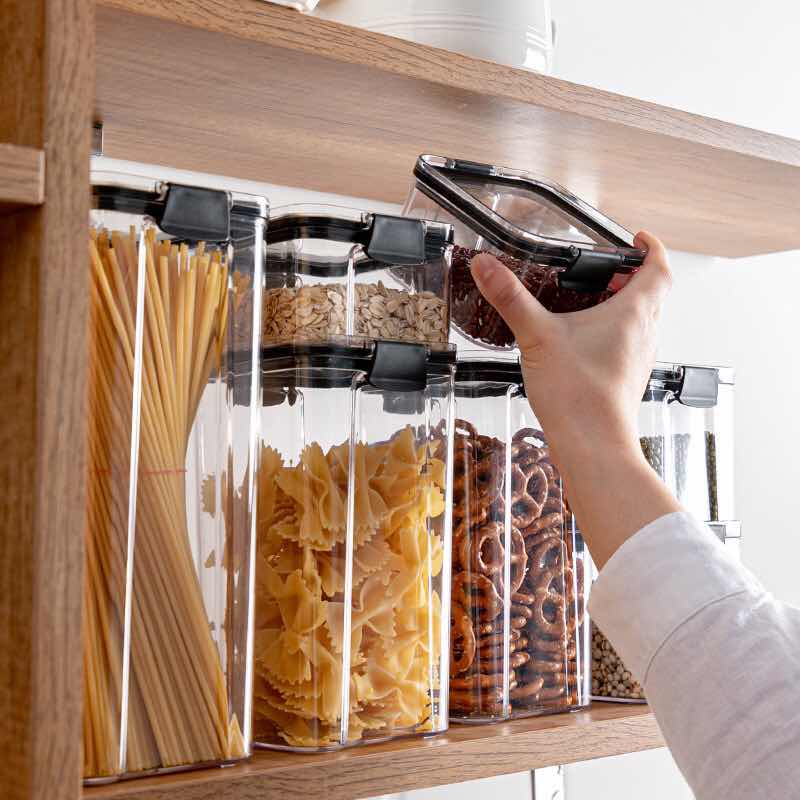 Organizador Hermético Acrílico 420ml/700ml/1300ml/1800ml Para Armazenamento De Alimentos - Unitário