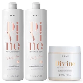 Kit Braé Divine Trio Salon Shampoo, Cond 1l + Máscara 500g