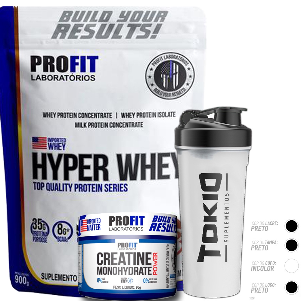 Kit Hyper Whey Refil 900g Creatina 90g Profit Coqueteleira Tokio Shopee Brasil 0737