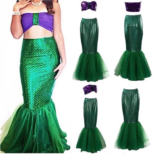 Fantasia de Ariel de luxo de A Pequena Sereia para Adultos, Verde