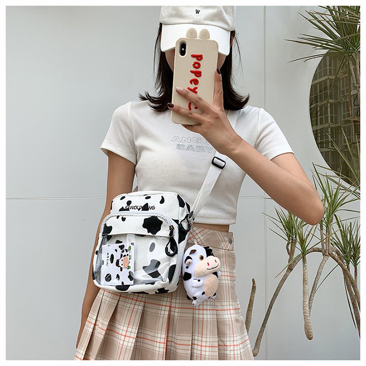 Saco A Tiracolo Pequeno De Vaca De Mensageiro casual De Estudante Mochila Lateral Coreana Menina Vitality De Pelúcia