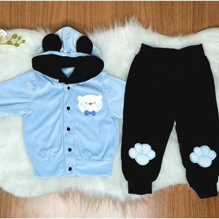 Roupas de inverno para bebês meninas, desenho Kawaii, orelhas de urso  lisonjeiro, moletom com capuz de lã, fofo, elástico, chique, roupas de bebê