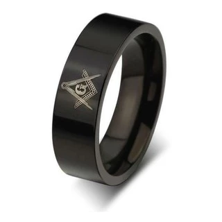 Anel preto titânio 6 mm maçom maçonaria