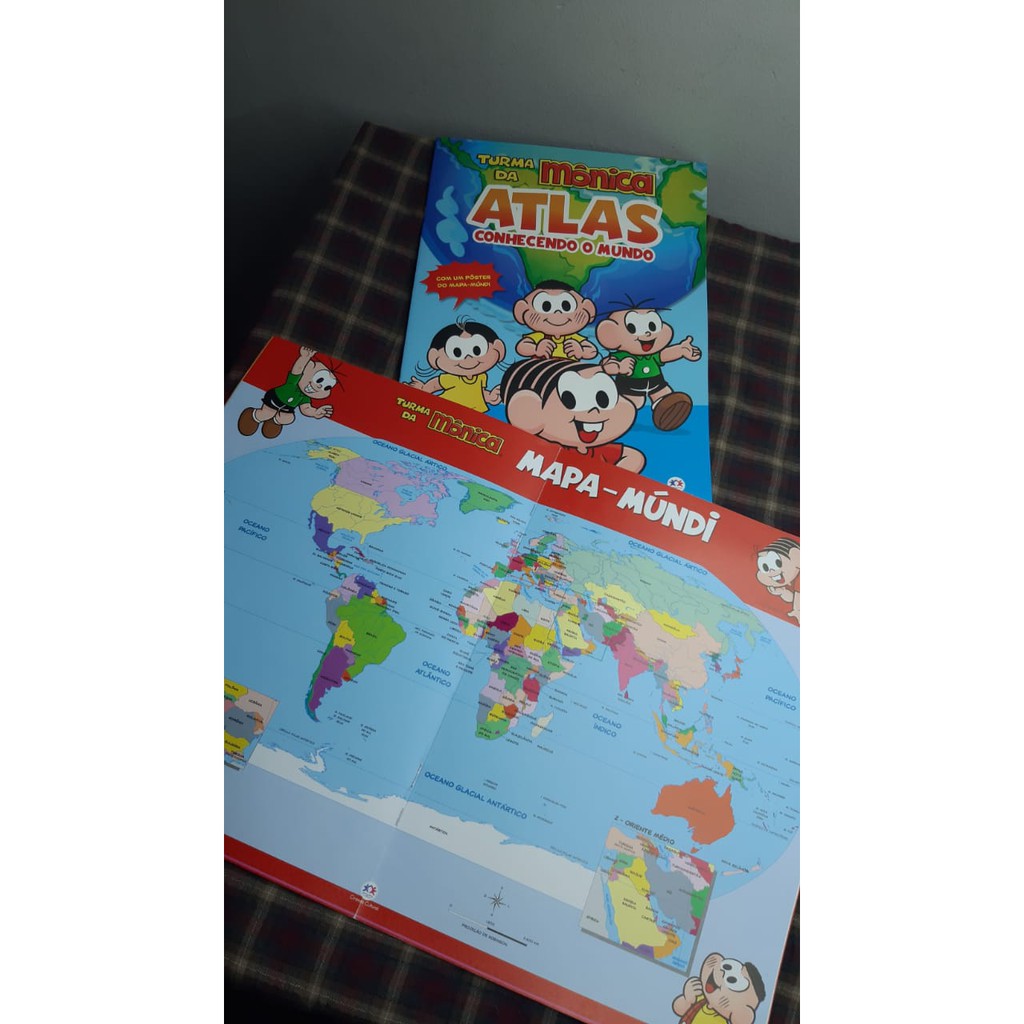 Turma Da Monica - Atlas - Conhecendo O Mundo - COM POSTER MAPA MUNDI  -(inserido no centro da revista) | Shopee Brasil