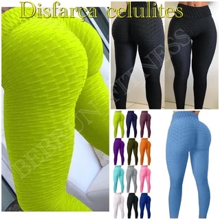 Legging Flocada bolhada tecido Suplex roupa de academia levanta bumbum disfarça celulites