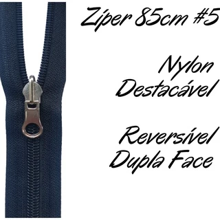5 und Zíper Nylon 85cm Destacável Reversível Dupla Face