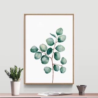 Quadro Decorativo Botânico Minimalista Folhas Verde Quarto Flores Branco Individual A3