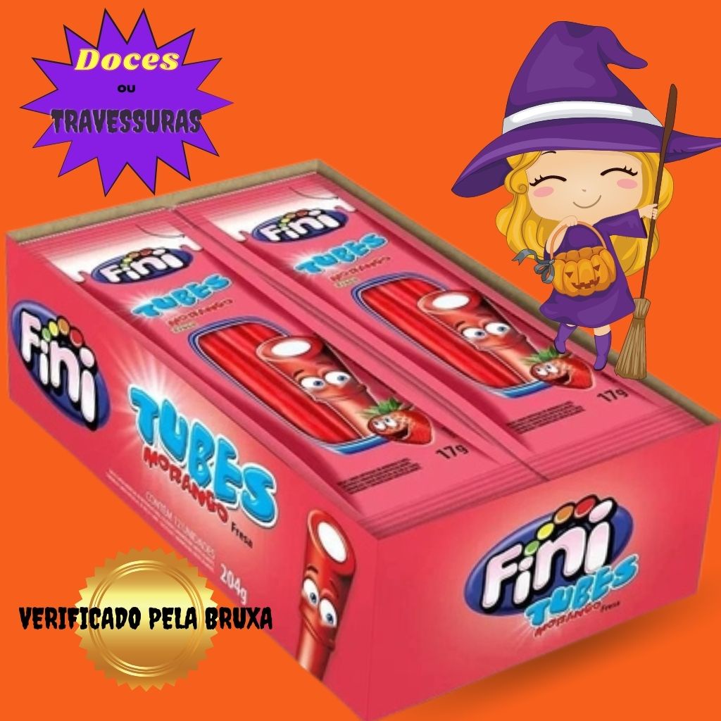 Bala Fini gelatina caixa Com 12 Unidades sabor TUBES MORANGO postagem ...