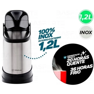 Garrafa Térmica De Pressão 100% Inox 1,2 Litros Termolar