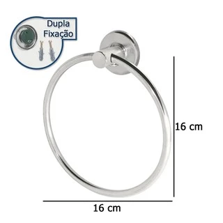 Porta toalha de rosto argola de banheiro com dupla fixação inox linha stander promoção
