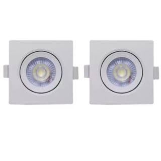 Kit 2 Spot Led 3w 7w SMD Dicroica Direcionável Quadrado Luz Branco Frio/Branco Quente