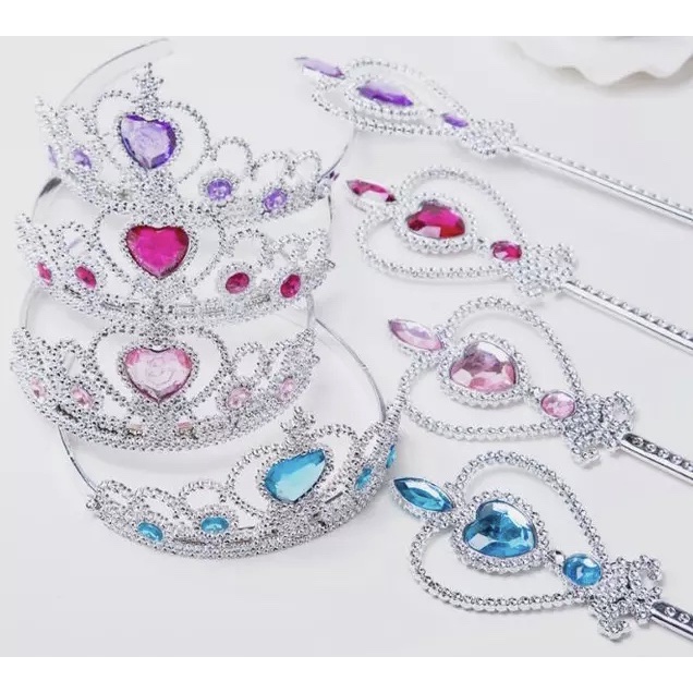 Tiara Princesa Infantil Coroa Kit Varinha Mágica / Kit