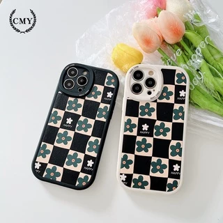 Capa De Celular Flexível De Couro Com Estampa De Flor Verde + tpu De silicone Compatível Para iphone case 11 12 13 pro max mini XR XS 7 8 plus