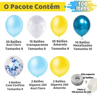 Arco desconstruído Balões Minions Bob Azul e Amarelo Decoração