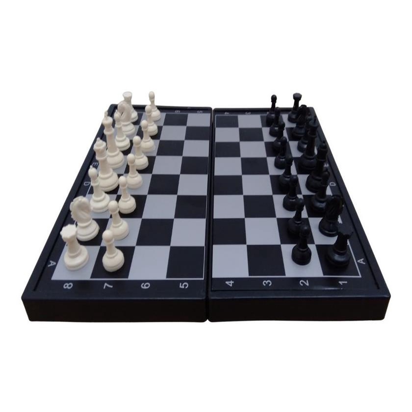 Jogo de Tabuleiro 2X1: Xadrez (peças com ímã na base) e