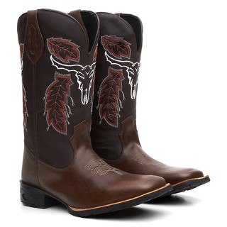 Bota Texana Masculina Country Cara de Boi Em Couro Legitimo