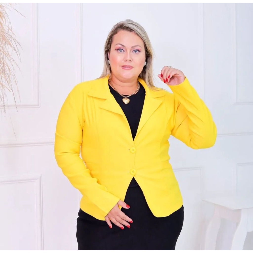 Blazer amarelo plus hot sale size