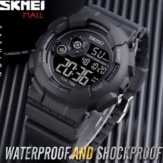 SKMEI 1583 Men Sports Watch Dual Time Alarm Hourly Chime Timed Reminder Chronograph Countdown 50m Waterproof