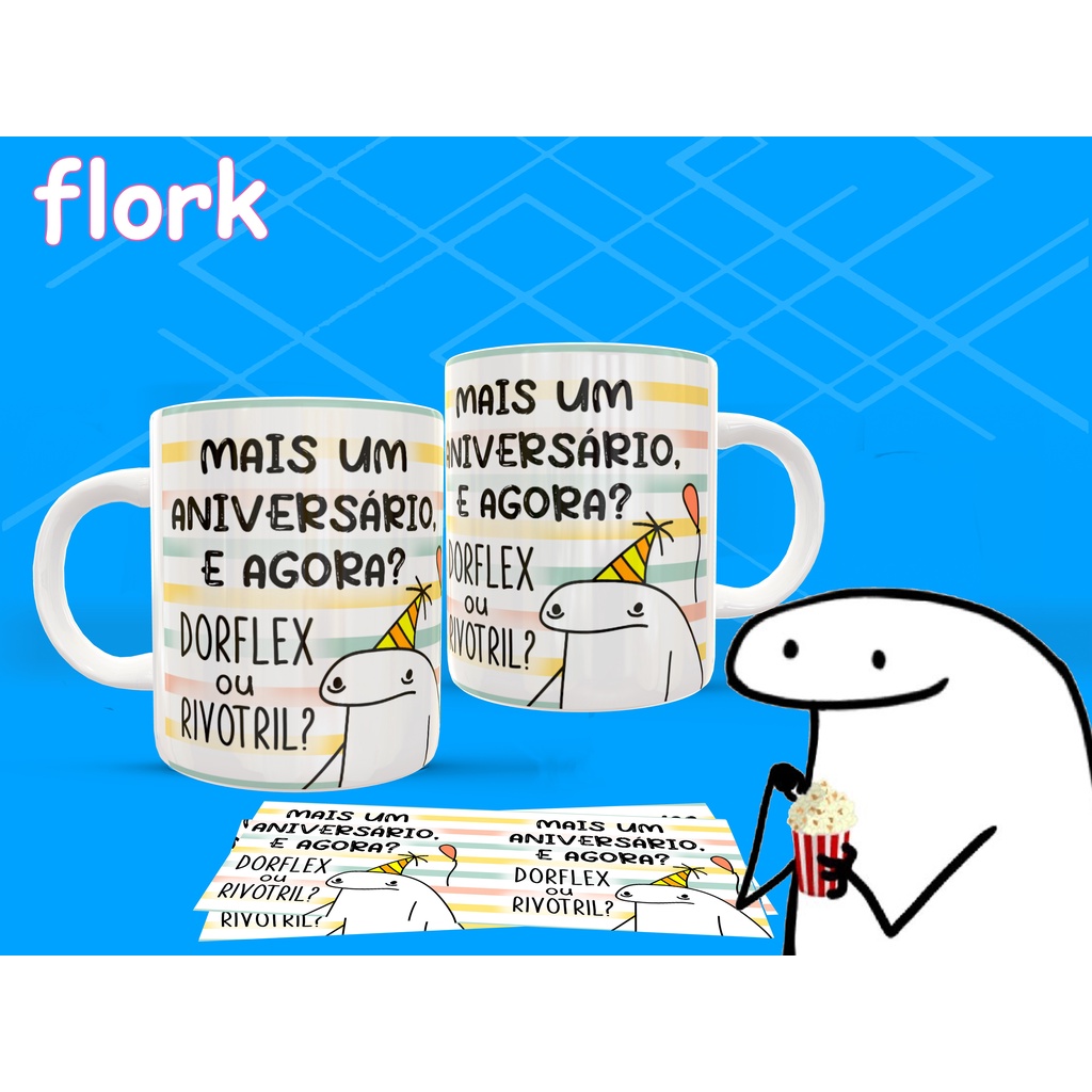 Caneca Flork Meme Aniversário Dorflex Ou Rivrotril