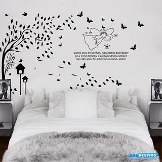 Adesivo Decorativo De Parede Combo Frase Santo Anjo E Árvore Top