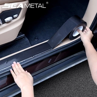 SEAMETAL 5D Protetor De Soleira Da Porta Do Carro Em Fibra De Carbono Adesivo Anti-Riscos Carroceria Proteção À Prova De Poeira Tiras De Pára-Choques 10M/3M Acessórios Automotivos